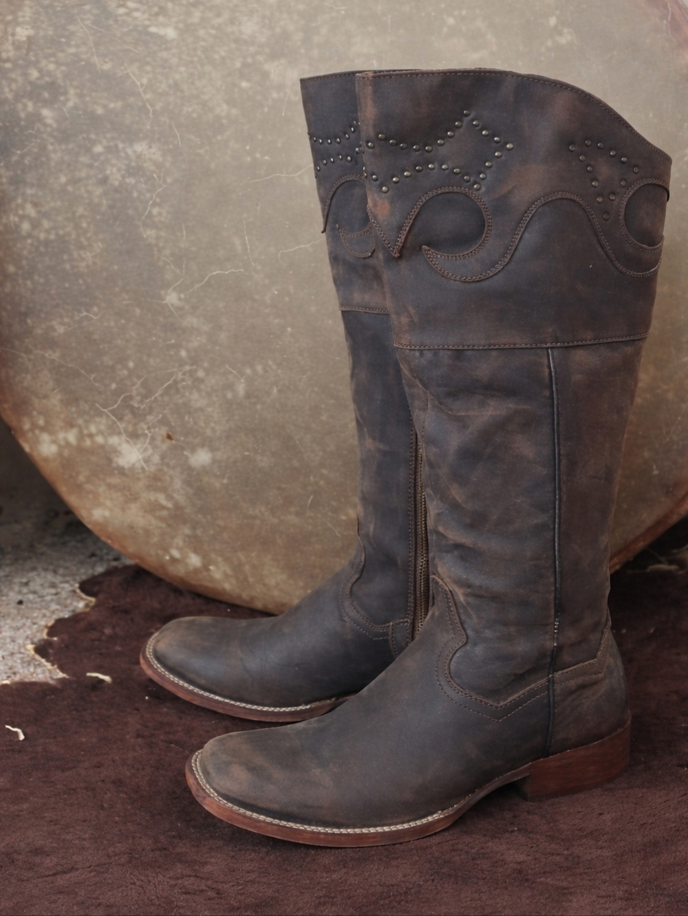 DAN POST Tall 18" "Misstaken" Square Toe Cowgirl Boots brown Style DP3296  Sz9.5